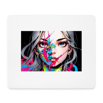 Digitales Porträt einer Anime Frau mit Farben - Mousepad (Querformat) - Weiß - Vorne