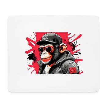 Singe cool avec lunettes de soleil et casquette - Tapis de souris (format paysage) - blanc - Devant