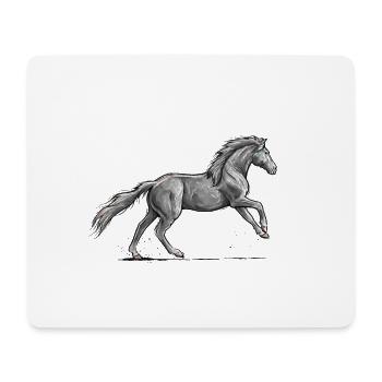 Black horse at a gallop - Mouse Pad (horizontal) - white - Front