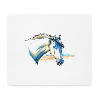 Portrait de cheval camarguais - Tapis de souris (format paysage) - blanc - Devant