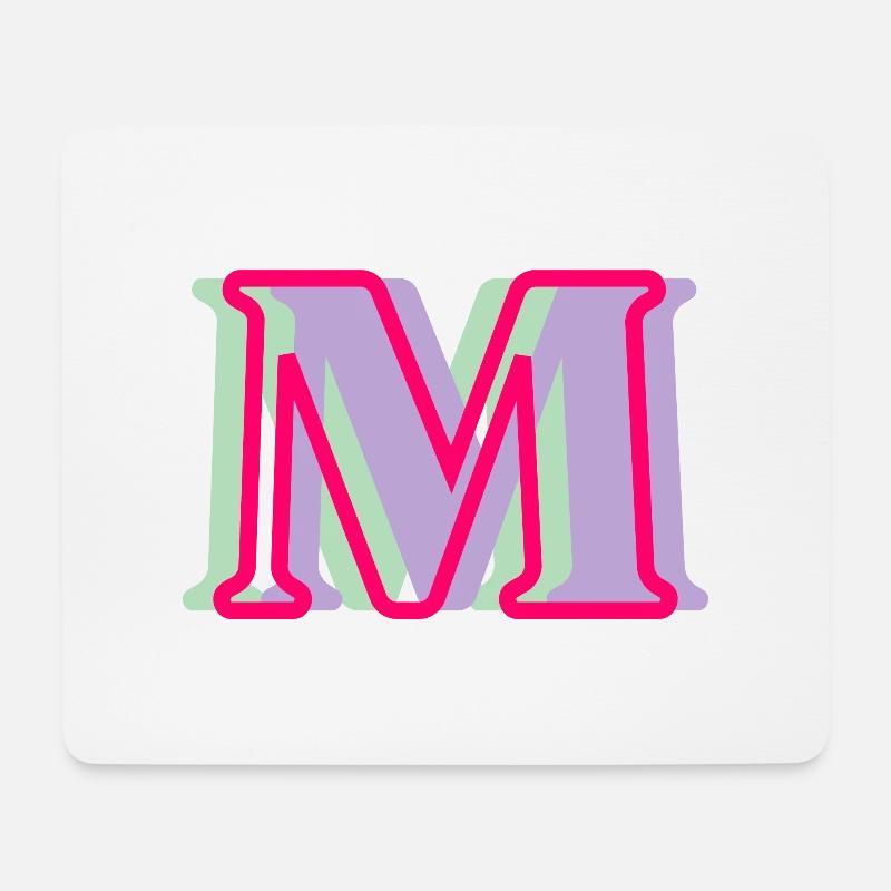 Mehrfarbiger Buchstabe m - Mousepad (Querformat) - Weiß