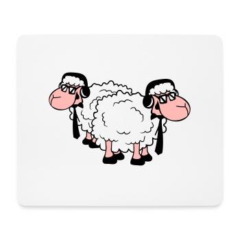 2 Sheep Sunglasses Music Party DJ Team Friends - Mouse Pad (horizontal) - white - Front