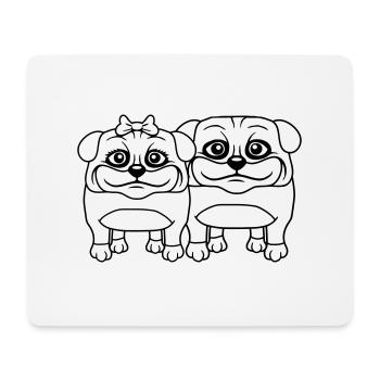 2 chiens Carlin Homme Femme Couple Deux Amoureux Amour - Tapis de souris (format paysage) - blanc - Devant