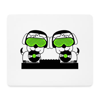 2 Hunde DJ Vinyl Schallplatte Club Disko Musik Duo - Mousepad (Querformat) - Weiß - Vorne