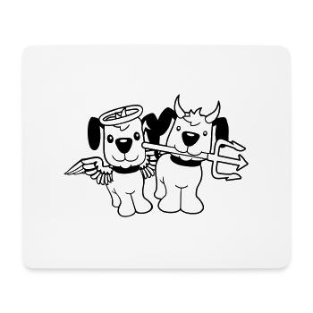 2 Hunde Engel Teufel Satan Himmel Hölle Gewissen - Mousepad (Querformat) - Weiß - Vorne