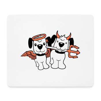 2 Chiens Ange Diable Satan Ciel Enfer Conscience - Tapis de souris (format paysage) - blanc - Devant