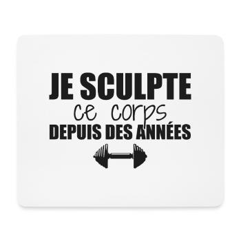 Je sculpte ce corps musculation muscles humour - Tapis de souris (format paysage) - blanc - Devant