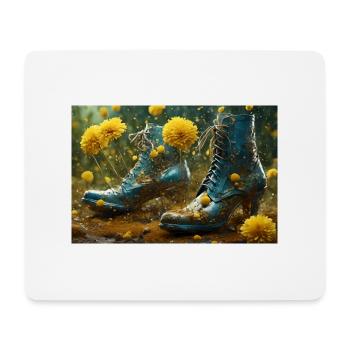 Bottines dans la prairie - AI - Tapis de souris (format paysage) - blanc - Devant