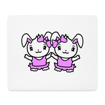 2 Hasen Mädchen Hübsche Schleife Frau Häsin Klein - Mousepad (Querformat) - Weiß - Vorne