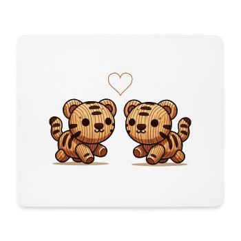 Tigre en bois couple amour - Tapis de souris (format paysage) - blanc - Devant