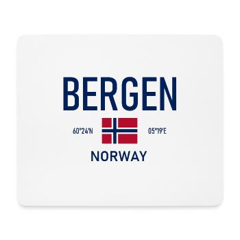 Bergen - Norway - Coordinates - Flag - Mouse Pad (horizontal) - white - Front