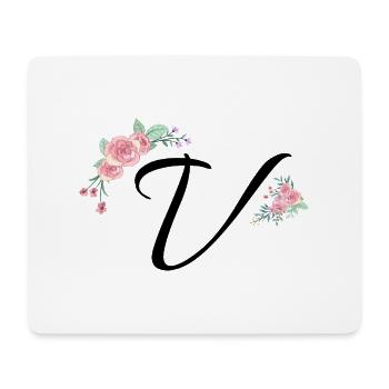 Lettre v fleurs - Tapis de souris (format paysage) - blanc - Devant