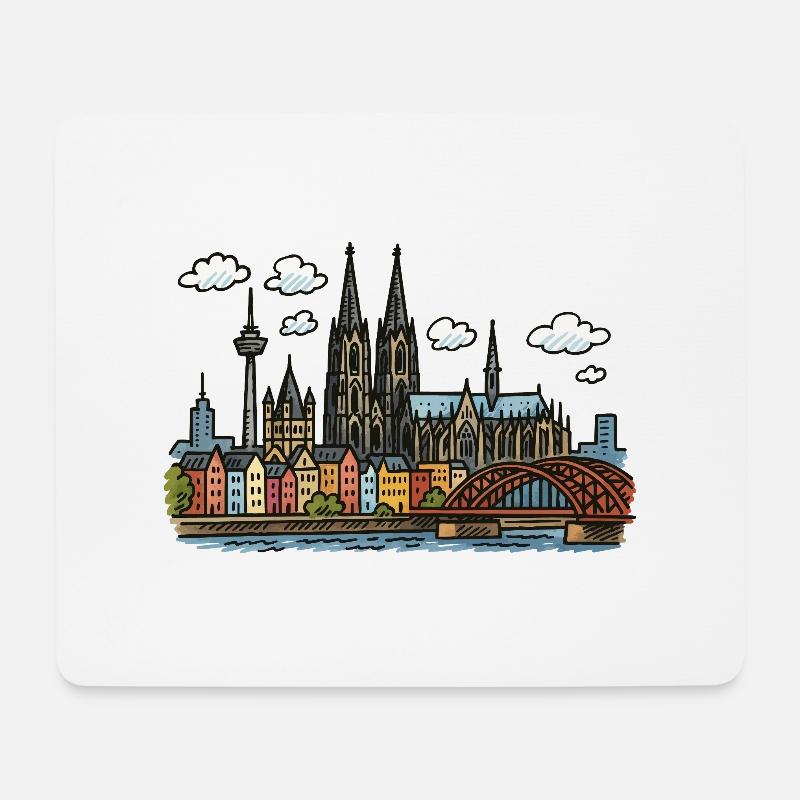 koeln skyline - Mousepad (Querformat) - Weiß