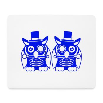 2 Owls Top Hat Monocle Glasses Rich Gentlemen - Mouse Pad (horizontal) - white - Front