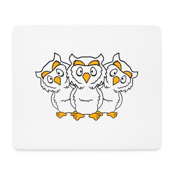 3 Eulen Team Freunde Party Crew drei Brüder Truppe - Mousepad (Querformat) - Weiß - Vorne