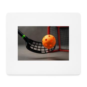 Sport - Floorball, bâton et ballon - Tapis de souris (format paysage) - blanc - Devant