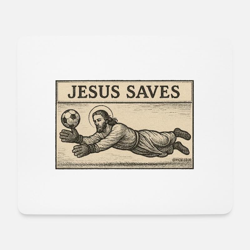 Jesus rettet – Göttliche LOLs - Mousepad (Querformat) - Weiß