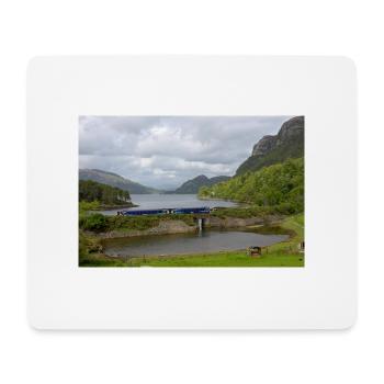 ScotRail train passing Scottish Loch - Mouse Pad (horizontal) - white - Front
