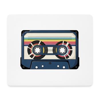 Autocollant de cassette rétro - Tapis de souris (format paysage) - blanc - Devant