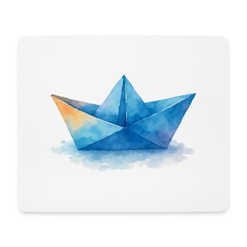 Bateau en papier Aquarelle - Tapis de souris (format paysage) - blanc - Devant