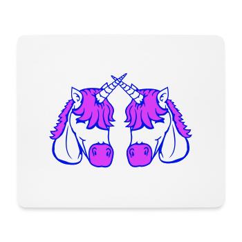 2 Licornes Équipe Paire Cornes Amis Bienvenue Mignon - Tapis de souris (format paysage) - blanc - Devant