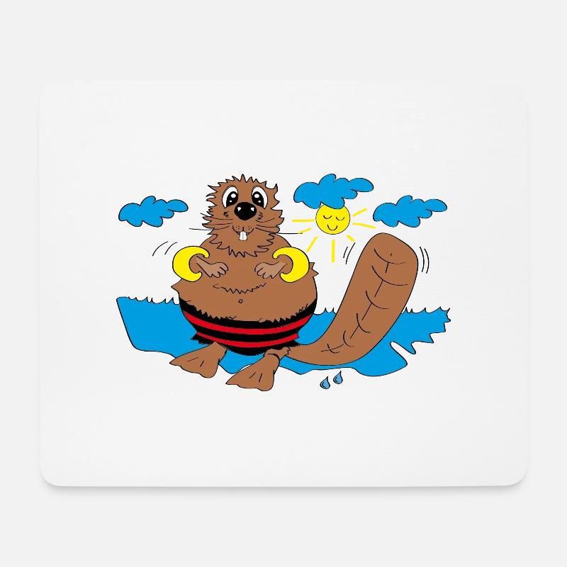 Biber schwimmfluegel - Mousepad (Querformat) - Weiß