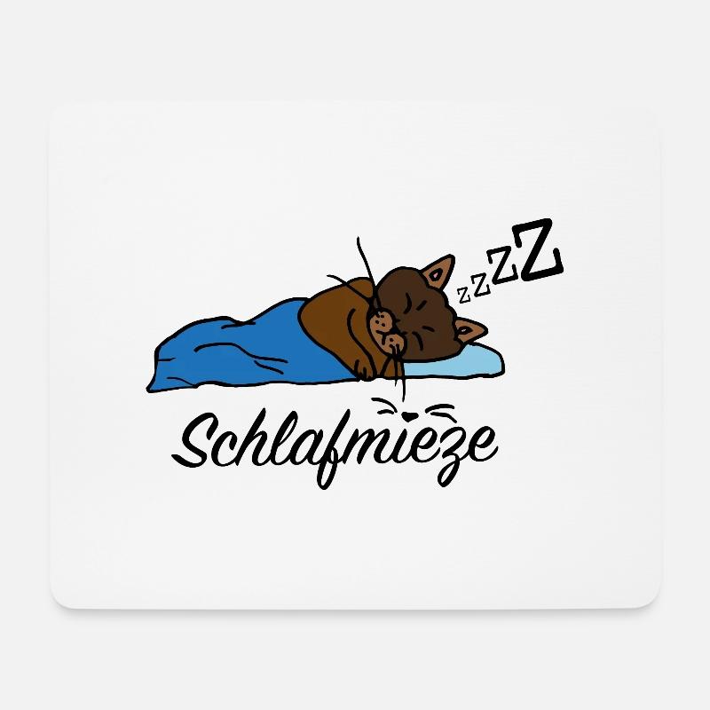 süße Schlafmieze mit Schriftzug Geschenkidee - Mousepad (Querformat) - Weiß