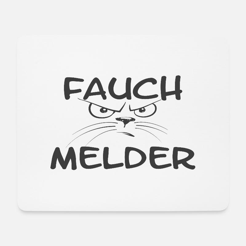 "Fauch Melder" Katze grau - Mousepad (Querformat) - Weiß