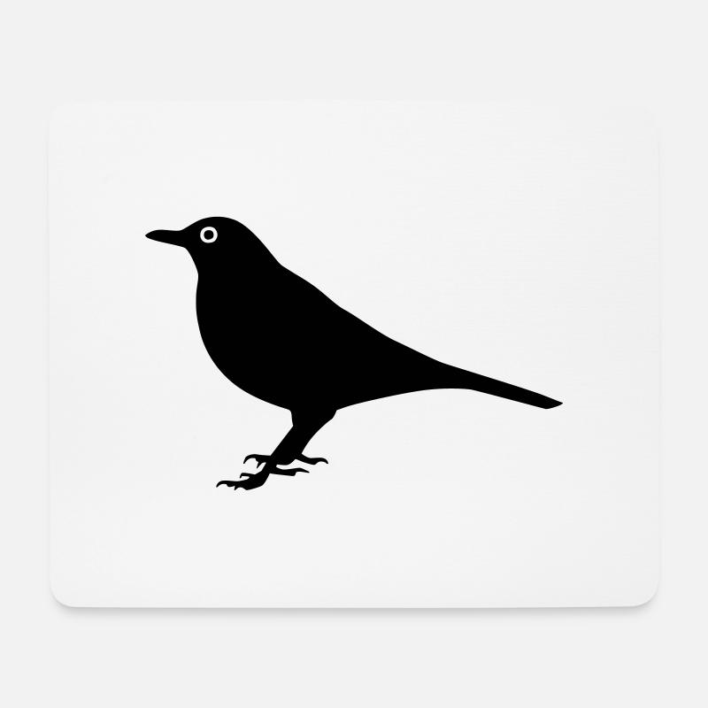 Vogel Amsel - Mousepad (Querformat) - Weiß