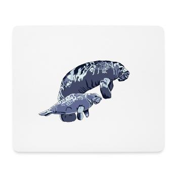 Seekuh mit Baby oS - Mousepad (Querformat) - Weiß - Vorne
