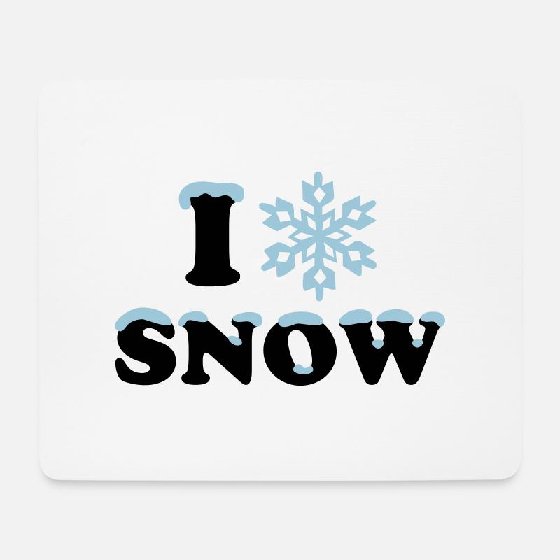 Schnee Winter, I LOVE, Schneeflocke, Apres Ski, - Mousepad (Querformat) - Weiß