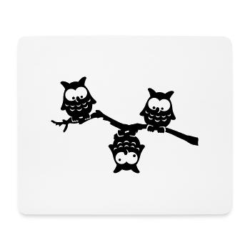 Eulen Lustig Ast Kopfüber Uhu verrückt - Mousepad (Querformat) - Weiß - Vorne