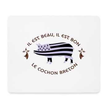 BRETAGNE - GWENN HA DU - COCHON BRETON - Tapis de souris (format paysage) - blanc - Devant