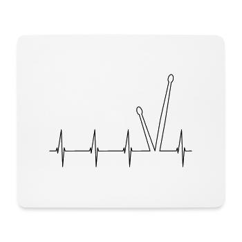 Drumsticks Herzschlag, Liebe zum Schlagzeug - Mousepad (Querformat) - Weiß - Vorne