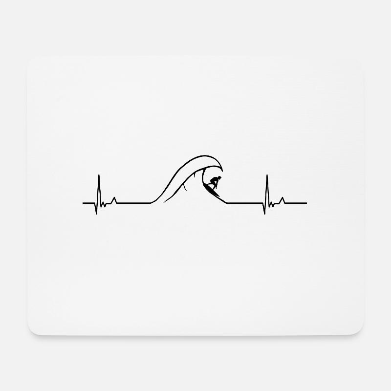 Surfer Herzschlag - Mousepad (Querformat) - Weiß