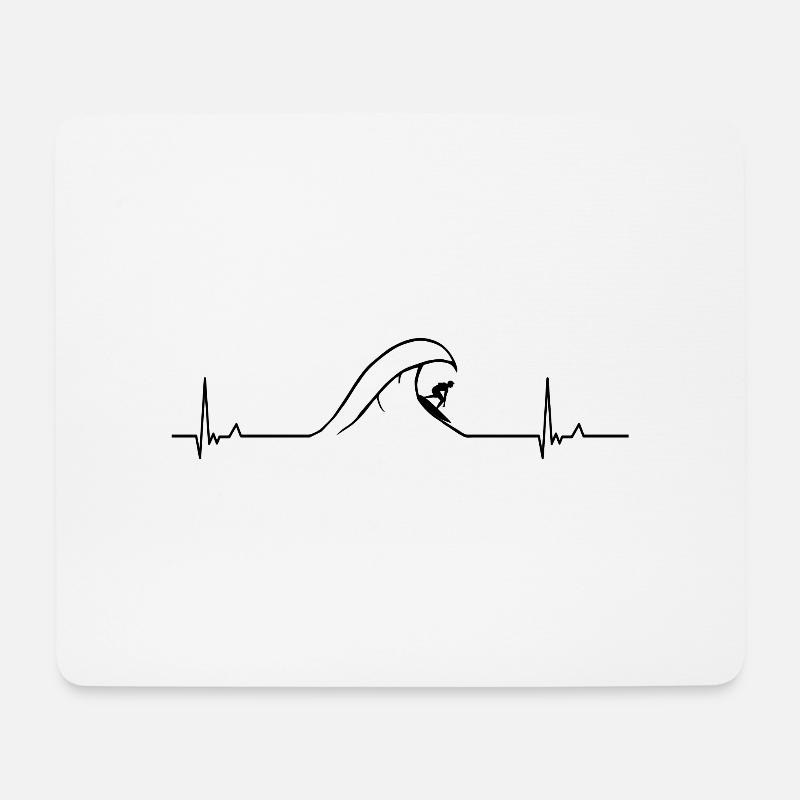 Surfen Herzschlag - Mousepad (Querformat) - Weiß