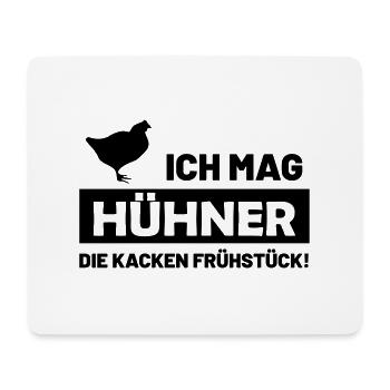 ich mag hühner - die kacken frühstück funshirt - Mousepad (Querformat) - Weiß - Vorne
