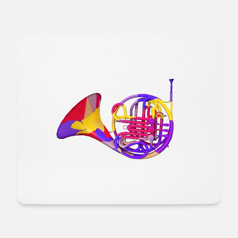 Horn, Musikinstrument, Blasinstrument - Mousepad (Querformat) - Weiß