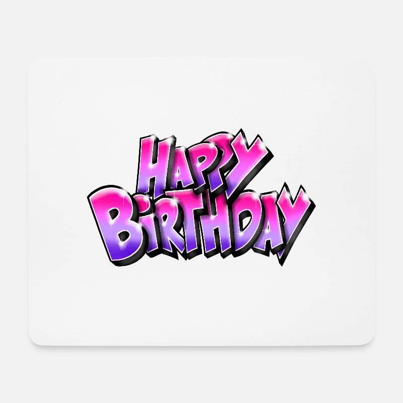 Graffiti Happy Birthday - Mousepad (Querformat) - Weiß