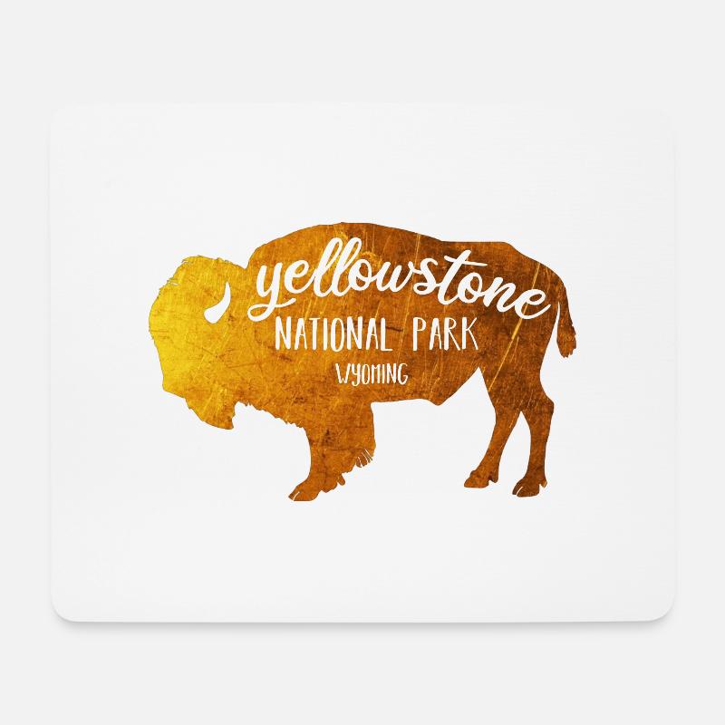 Yellowstone Bison Goldfarbe - Mousepad (Querformat) - Weiß