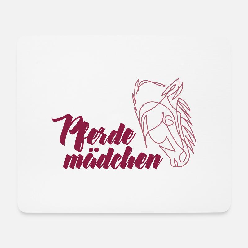pferdekopf strichzeichnung pferdemädchen bordeaux - Mousepad (Querformat) - Weiß