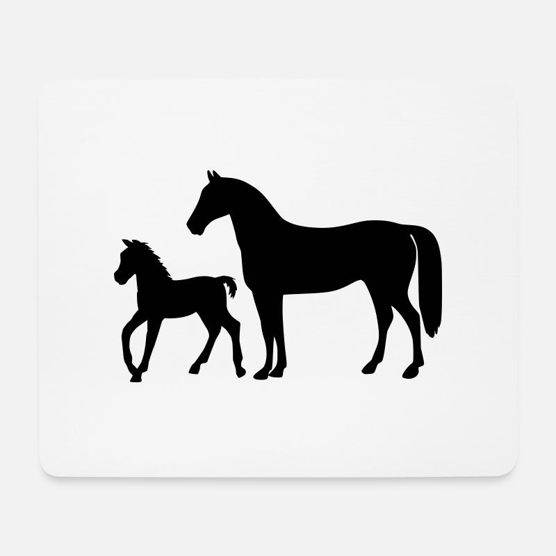 Pferd mit Fohlen - Mousepad (Querformat) - Weiß