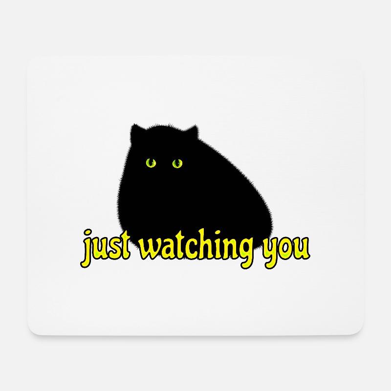 black cat is watching you - Mousepad (Querformat) - Weiß