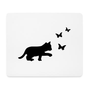 Chat Papillon - Tapis de souris (format paysage) - blanc - Devant