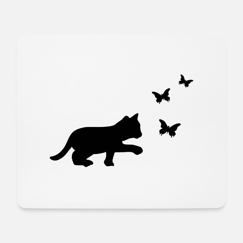 Katze Schmetterling - Mousepad (Querformat) - Weiß