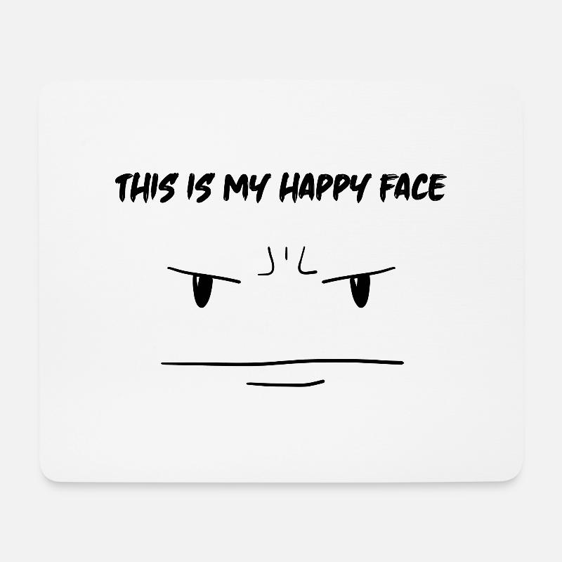 This ist my happy face Lustiger Spruch mit Gesicht - Mousepad (Querformat) - Weiß