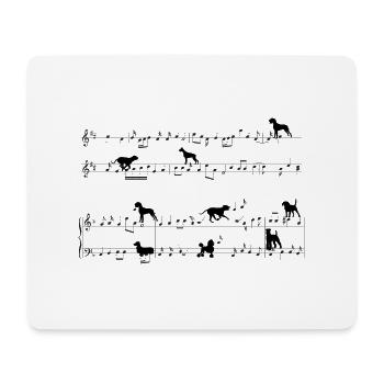 Musical dog Dogs playing on musical notes - Mouse Pad (horizontal) - white - Front