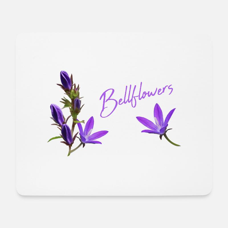Glockenblumen lila Blumen - Mousepad (Querformat) - Weiß