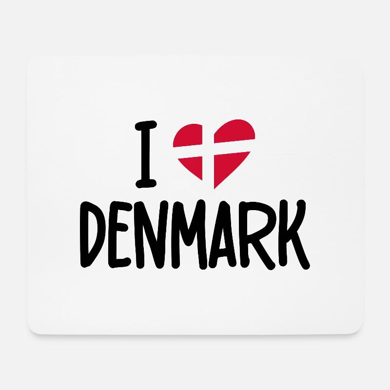 I Love Denmark Flag - Mouse Pad (horizontal) - white