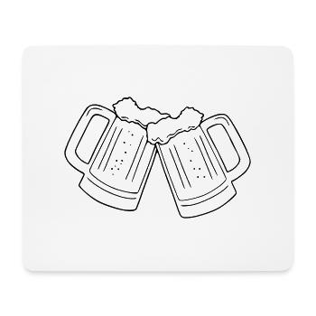 Bier Zeichnung Party Feiern schwarz - Mousepad (Querformat) - Weiß - Vorne